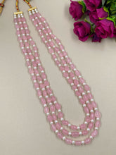 Semi Precious Triple Layered Pink Beads Necklace For Men And Women Beads Jewellery